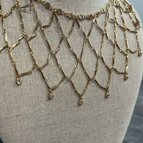 ANTHROPOLOGIE NWT Webbed Choker Necklace GOLD - Picture 4 of 5